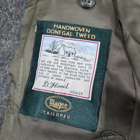 Magee Donegal Tweed Sport Coat Mens 42 Green Speckled Wool Handwoven Blazer - Picture 4 of 11